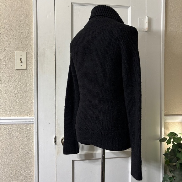 Anthropologie Moth Black Knit Wide Collar Form Fitting Sweater Jacket Cardigan - Picture 8 of 14
